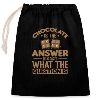 Le chocolat est la réponse Lait entier - Sac cadeau en coton avec cordon (25 x 30 cm) - noir - Devant