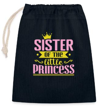 Sister of the little Princess - Closable cotton gift bag (25x30cm) - navy - Front