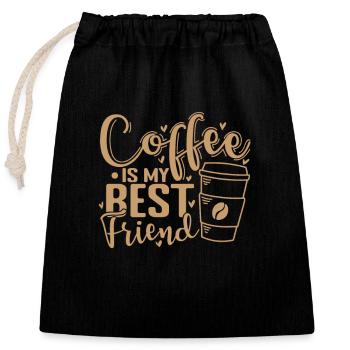 Coffee is my Best Friend Café Caffeine - Closable cotton gift bag (25x30cm) - black - Front