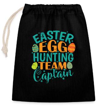 Capitaine de l’équipe de chasse aux œufs de Pâques lapin de Pâques - Sac cadeau en coton avec cordon (25 x 30 cm) - noir - Devant