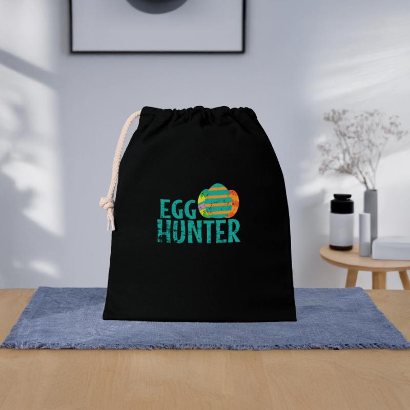 Egg Hunter Easter Colorful Easter Eggs Closable cotton gift bag (25x30cm)