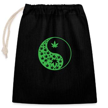 Marijuana Yin and Yang Symbol - Closable cotton gift bag (25x30cm) - black - Front