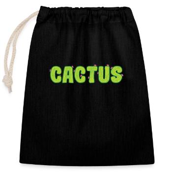 Cactus Plant Flower - Closable cotton gift bag (25x30cm) - black - Front