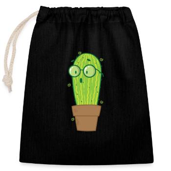 Plante de cactus Nerd - Sac cadeau en coton avec cordon (25 x 30 cm) - noir - Devant