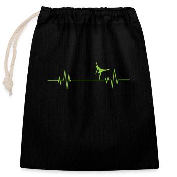 Ligne de battement de cœur avec ballerine en ballet - Sac cadeau en coton avec cordon (25 x 30 cm) - noir - Devant