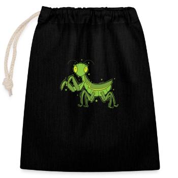 Gottesanbeterin grüne Schönheit - Verschließbarer Geschenkbeutel aus Baumwolle (25x30cm) - Schwarz - Vorne