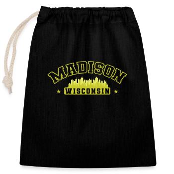 Madison Stadt im Bundesstaat Wisconsin - Verschließbarer Geschenkbeutel aus Baumwolle (25x30cm) - Schwarz - Vorne