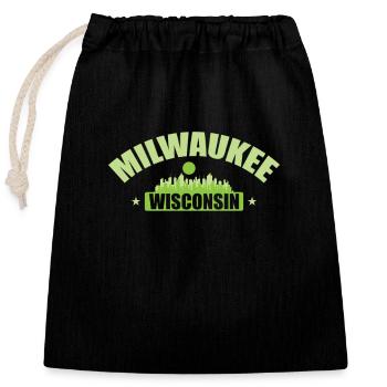Milwaukee Stadt im Bundesstaat Wisconsin - Verschließbarer Geschenkbeutel aus Baumwolle (25x30cm) - Schwarz - Vorne