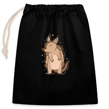 friendly armadillo - Closable cotton gift bag (25x30cm) - black - Front