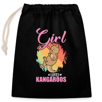 Une fille aime Kangaroos Australie - Sac cadeau en coton avec cordon (25 x 30 cm) - noir - Devant