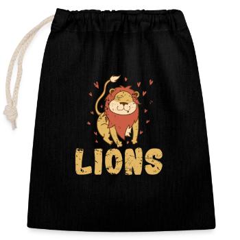 Lions en Afrique Lion - Sac cadeau en coton avec cordon (25 x 30 cm) - noir - Devant