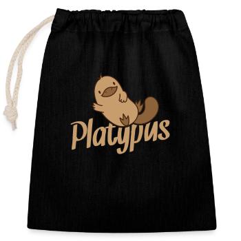L’ornithorynque fait signe - Sac cadeau en coton avec cordon (25 x 30 cm) - noir - Devant