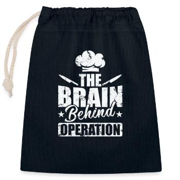 The Brain Behind Operation - Verschließbarer Geschenkbeutel aus Baumwolle (25x30cm) - Navy - Vorne