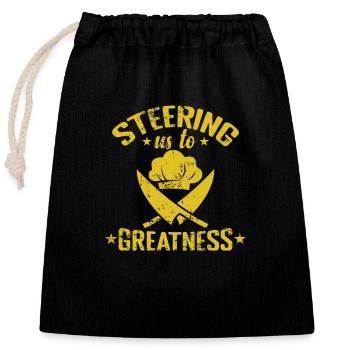 Steering Us to Greatness - Verschließbarer Geschenkbeutel aus Baumwolle (25x30cm) - Schwarz - Vorne