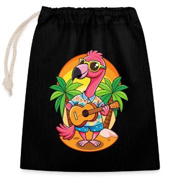 Funny Flamingo Cartoon Summer Beach Sunglasses - Closable cotton gift bag (25x30cm) - black - Front