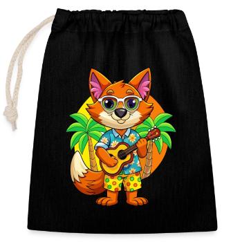 Drôle de renard dessin animé d’été plage lunettes de soleil guitare - Sac cadeau en coton avec cordon (25 x 30 cm) - noir - Devant