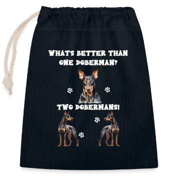 What s better than one Doberman? Two Dobermans - Closable cotton gift bag (25x30cm) - navy - Front