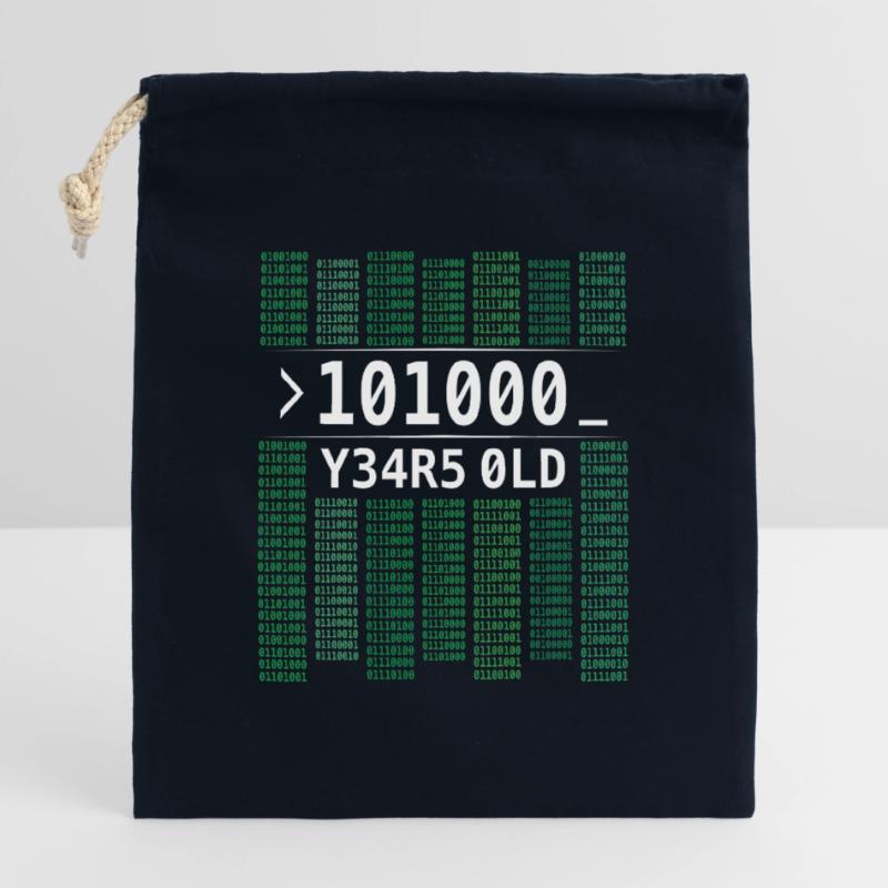 101000 YEARS OLD COMPUTER BINARY CODE 40TH BIRTHDAY Closable cotton gift bag (25x30cm)