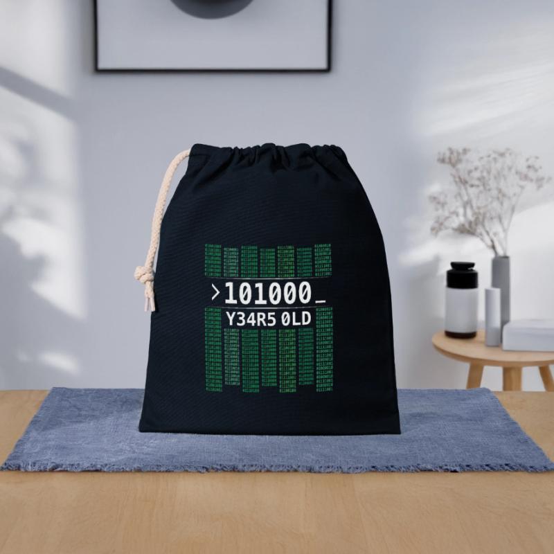 101000 YEARS OLD COMPUTER BINARY CODE 40TH BIRTHDAY Closable cotton gift bag (25x30cm)