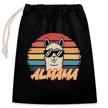 Chemise rétro en alpaga – ALMAMA Design - Sac cadeau en coton avec cordon (25 x 30 cm) - noir - Devant