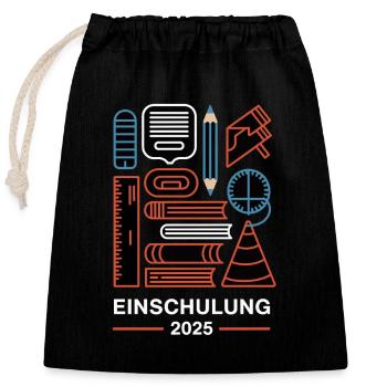 Scolarisation 2025 École primaire Début de l’école - Sac cadeau en coton avec cordon (25 x 30 cm) - noir - Devant