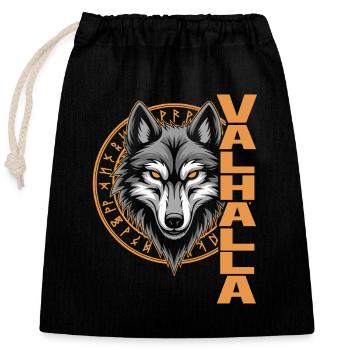 Nordischer Wolf Valhalla Runen Design - Verschließbarer Geschenkbeutel aus Baumwolle (25x30cm) - Schwarz - Vorne