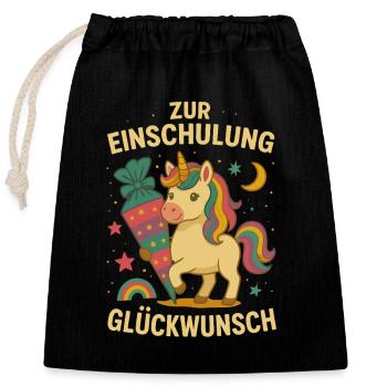 Enrollment Unicorn Back to School Elementary School - Closable cotton gift bag (25x30cm) - black - Front