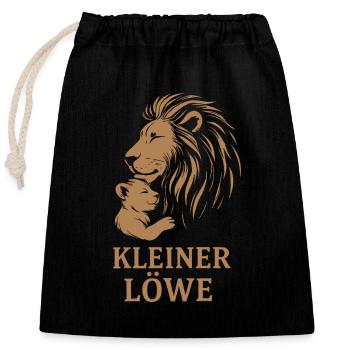 Löwe Mama Kind Eltern Liebe Design Shirt - Verschließbarer Geschenkbeutel aus Baumwolle (25x30cm) - Schwarz - Vorne