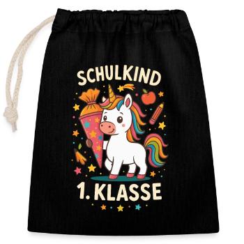 Écolier Licorne 1ère année Inscription à l’école primaire - Sac cadeau en coton avec cordon (25 x 30 cm) - noir - Devant