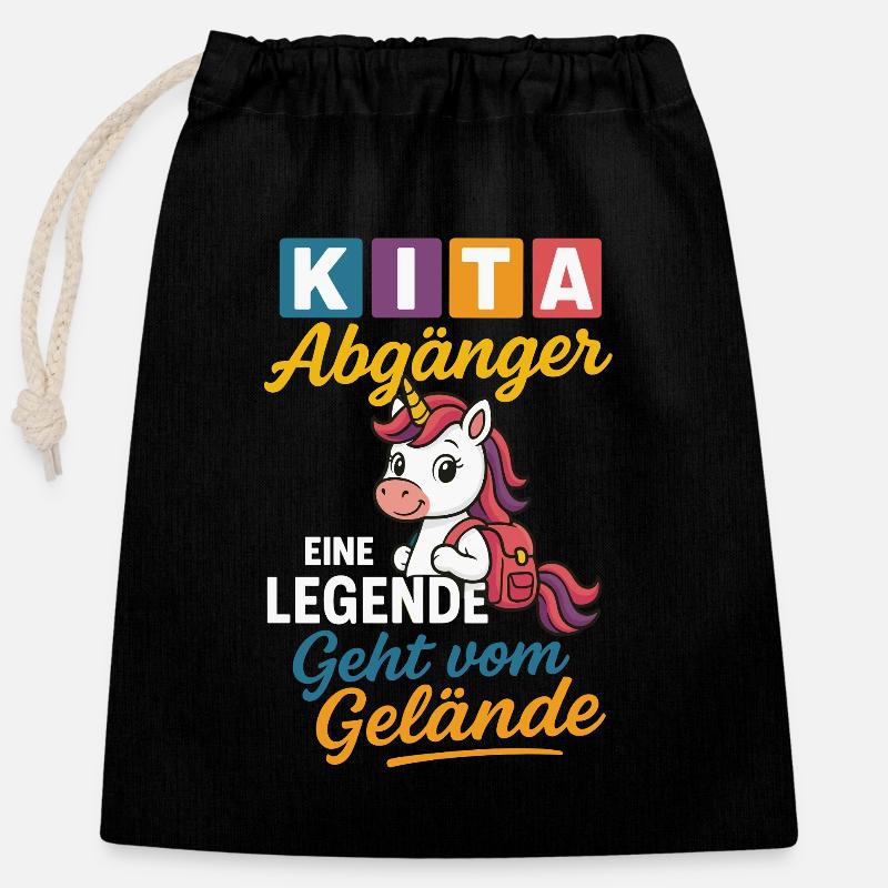 Einhorn Schulanfang Legende Abgänger Schulstart - Verschließbarer Geschenkbeutel aus Baumwolle (25x30cm) - Schwarz