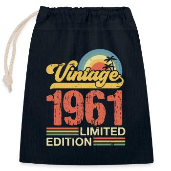 1961 - Closable cotton gift bag (25x30cm) - navy - Front