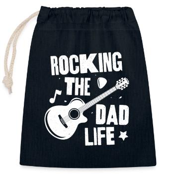 Faire basculer la vie de papa - Sac cadeau en coton avec cordon (25 x 30 cm) - bleu marine - Devant