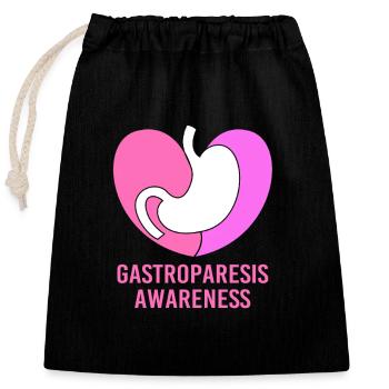 Gastroparésie - Sac cadeau en coton avec cordon (25 x 30 cm) - noir - Devant