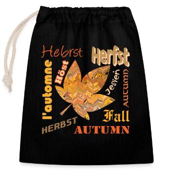 police d’automne avec feuille e 266 - Sac cadeau en coton avec cordon (25 x 30 cm) - noir - Devant
