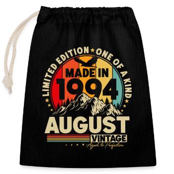 Août 1994 Vintage Rétro Anniversaire Vintage - Sac cadeau en coton avec cordon (25 x 30 cm) - noir - Devant