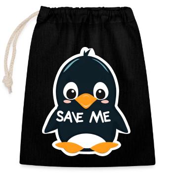 Un adorable pingouin à sauver - Sac cadeau en coton avec cordon (25 x 30 cm) - noir - Devant