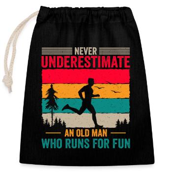 Never underestimate an old man who runs for fun - Sac cadeau en coton avec cordon (25 x 30 cm) - noir - Devant