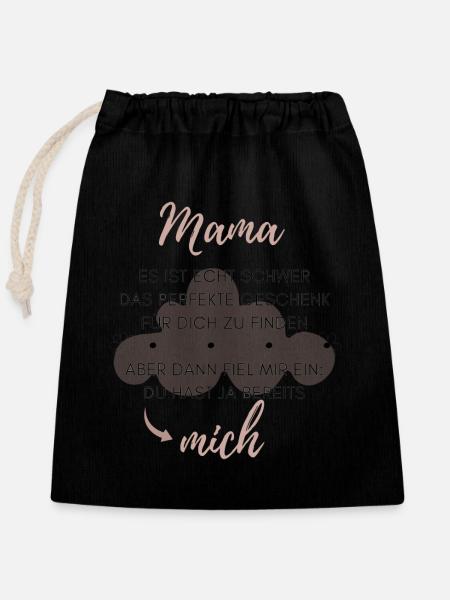 Mama Geschenk - Verschließbarer Geschenkbeutel aus Baumwolle (25x30cm) - Schwarz