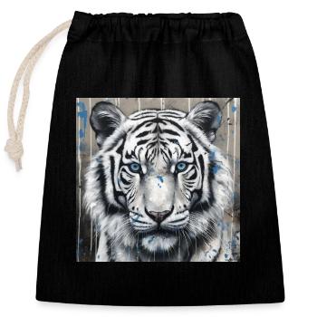 TIGRE BLANC STREET ART - Sac cadeau en coton avec cordon (25 x 30 cm) - noir - Devant