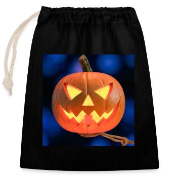 Halloween Pumpkin - Pumpkin Lantern - Closable cotton gift bag (25x30cm) - black - Front