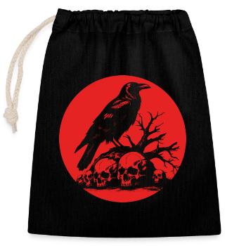 Corbeau mystique avec crânes - Sac cadeau en coton avec cordon (25 x 30 cm) - noir - Devant