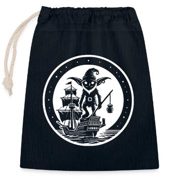 Klabautermann – Wächter der Schiffe - Verschließbarer Geschenkbeutel aus Baumwolle (25x30cm) - Navy - Vorne