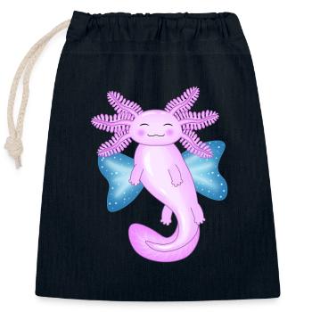 Engel Axolotl - Verschließbarer Geschenkbeutel aus Baumwolle (25x30cm) - Navy - Vorne
