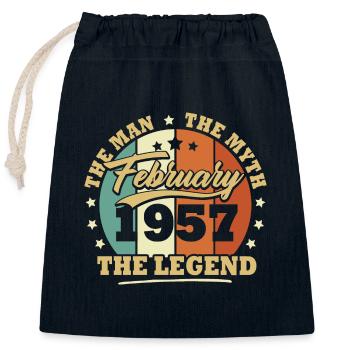 Février 1957, 66 Ans Anniversaire Homme femme - Sac cadeau en coton avec cordon (25 x 30 cm) - bleu marine - Devant