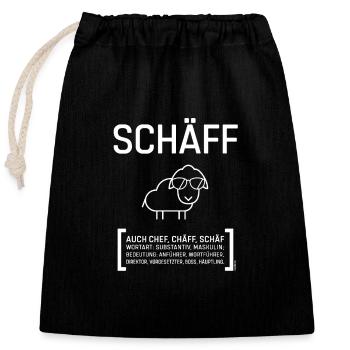 SCHÄFF CHEF CHÄFF BOSS weiss Geschenkidee - Verschließbarer Geschenkbeutel aus Baumwolle (25x30cm) - Schwarz - Vorne