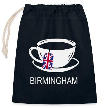 Birmingham Tea Cup UK Flag Teabag - Closable cotton gift bag (25x30cm) - navy - Front