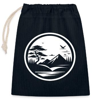 Simple Nature Landscape Icon Design - Closable cotton gift bag (25x30cm) - navy - Front