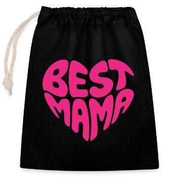 Best Mama Retro Heart Design Mother’s Day Design - Sac cadeau en coton avec cordon (25 x 30 cm) - noir - Devant