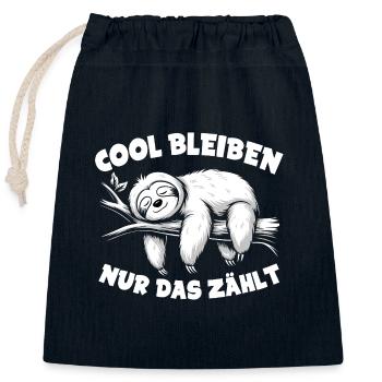 Süßes schläfriges Faultier - cool bleiben - Verschließbarer Geschenkbeutel aus Baumwolle (25x30cm) - Navy - Vorne