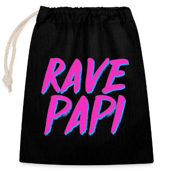 Rave Dad Techno House Electro Festival Hardstyle - Verschließbarer Geschenkbeutel aus Baumwolle (25x30cm) - Schwarz - Vorne